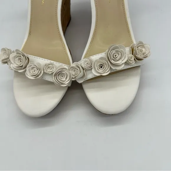 JESSICA SIMPSON White Jeffina Leather Wedge Sandals Size 9M