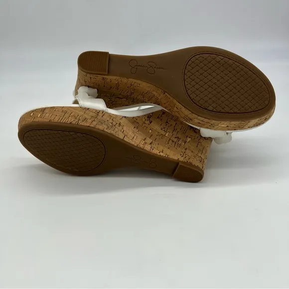 JESSICA SIMPSON White Jeffina Leather Wedge Sandals Size 9M