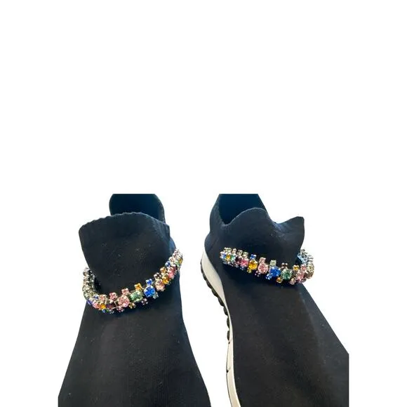 Jimmy Choo Verona Embellished Black m Crystal Jewel Sneakers Trainers sz 9 w/COA