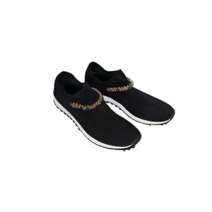 Jimmy Choo Verona Embellished Black m Crystal Jewel Sneakers Trainers sz 9 w/COA