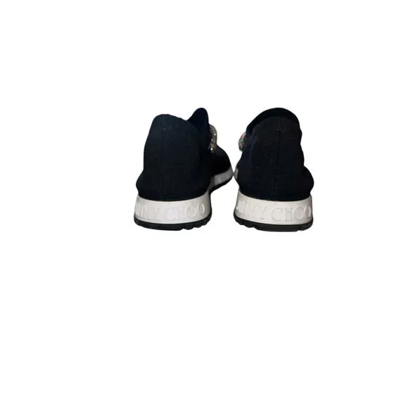 Jimmy Choo Verona Embellished Black m Crystal Jewel Sneakers Trainers sz 9 w/COA
