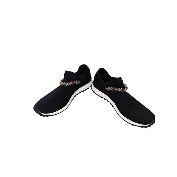 Jimmy Choo Verona Embellished Black m Crystal Jewel Sneakers Trainers sz 9 w/COA