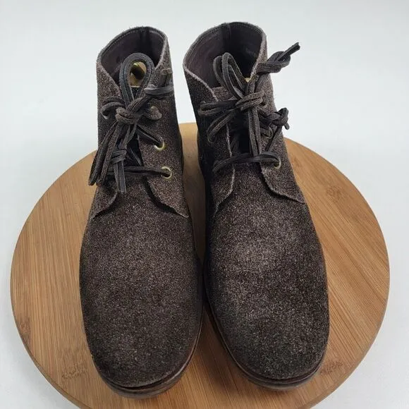 John Varvatos NYC Brown Suede Leather Chukka Combat Boots Mens Shoe Size 9 M