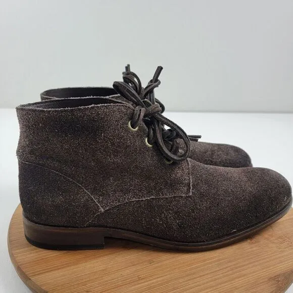 John Varvatos NYC Brown Suede Leather Chukka Combat Boots Mens Shoe Size 9 M