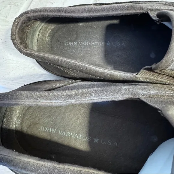 John Varvatos Slip On Loafers Suede Leather Grey Shoes Men’s Size 10