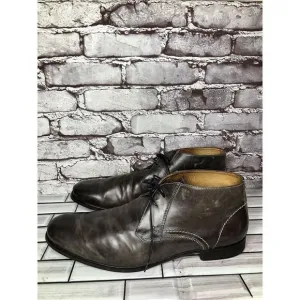 John Varvatos Gray Taupe 2 Eyelet Chukka Lace Up Ankle Boots Men Sz 13M US/46EU