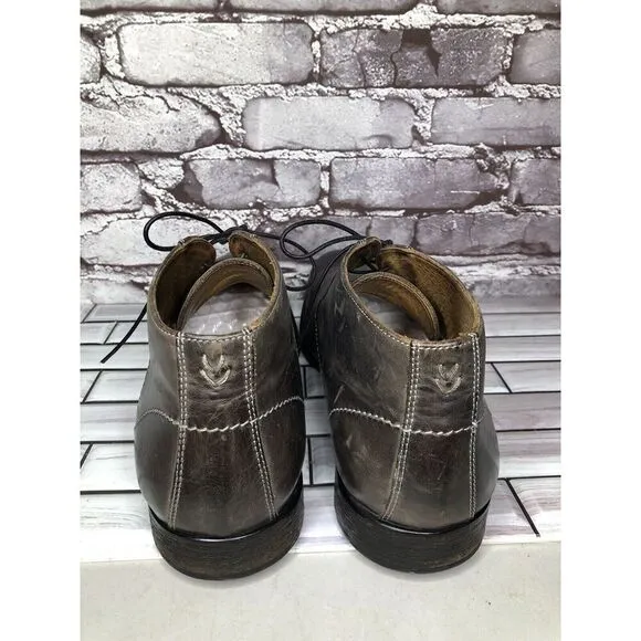 John Varvatos Gray Taupe 2 Eyelet Chukka Lace Up Ankle Boots Men Sz 13M US/46EU