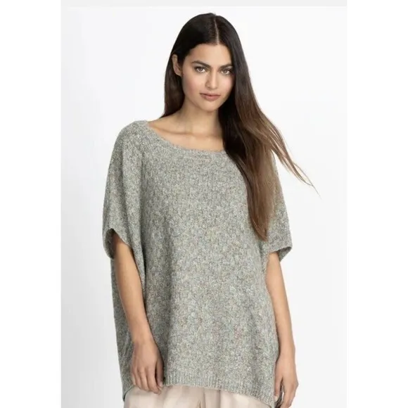 Johnny Was Calme Basket Weave Knit Poncho Sweater Sage Green One Size M L XL‎