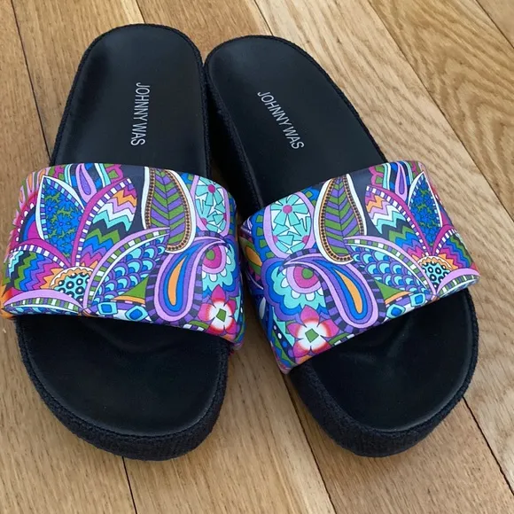 Johnny Was Leather Demarne Wedge sandals.