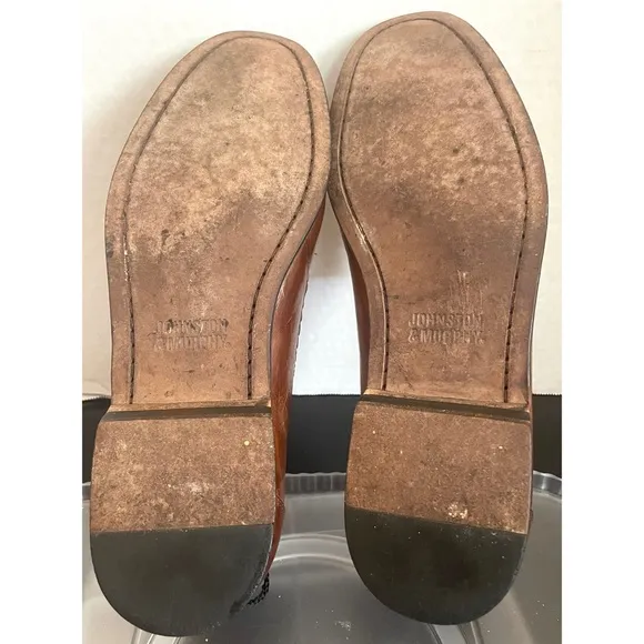 Johnson &amp; Murphy Chestnut/Cream  Leather Slip On Loafer Shoes Men's Size 10.5 M