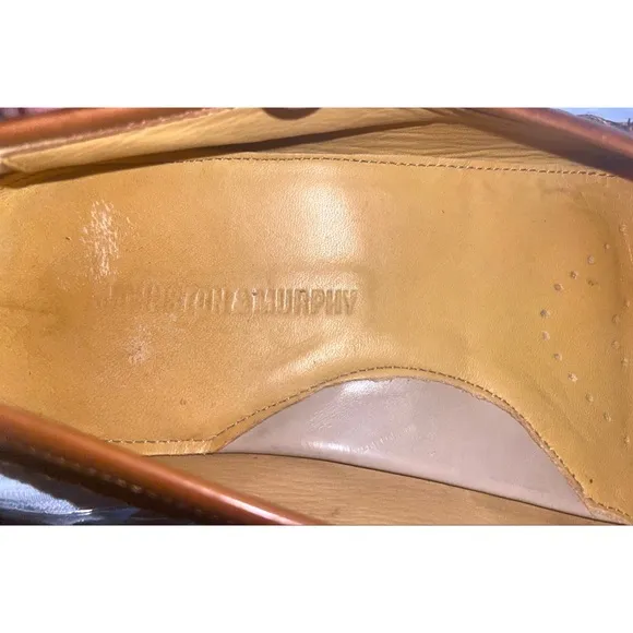 Johnson &amp; Murphy Chestnut/Cream  Leather Slip On Loafer Shoes Men's Size 10.5 M