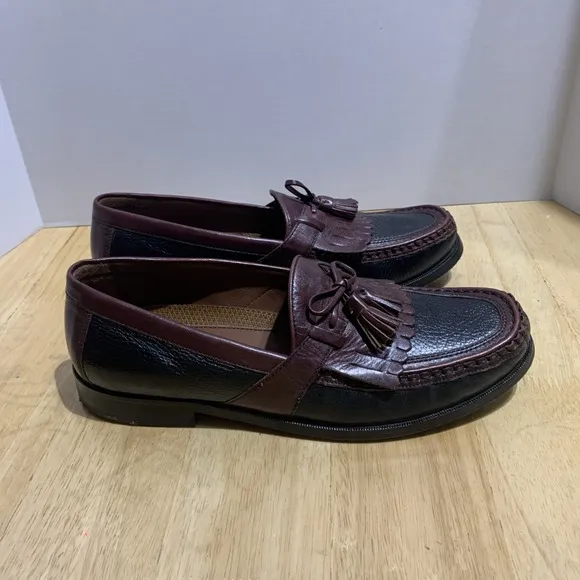 Johnston &amp; Murphy 20-0592 Tassel Kiltie Loafer Shoes Mens US 9.5M Black/Mahogany