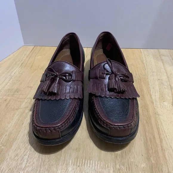 Johnston &amp; Murphy 20-0592 Tassel Kiltie Loafer Shoes Mens US 9.5M Black/Mahogany