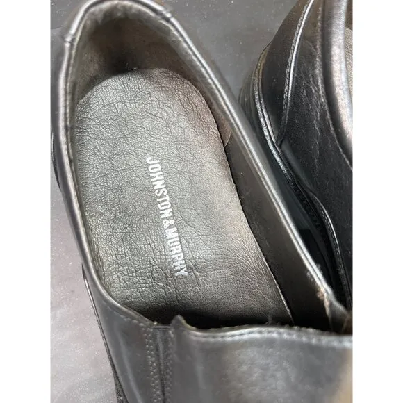 Johnston &amp; Murphy Mens Black Leather Slip-On Loafers Size 13M
