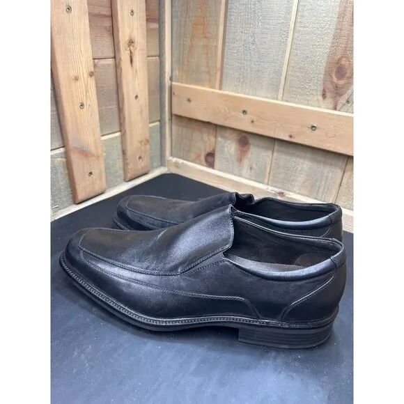 Johnston &amp; Murphy Mens Black Leather Slip-On Loafers Size 13M