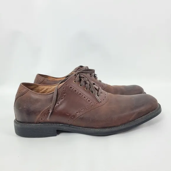 JOHNSTON &amp; MURPHY Sheepskin Waterproof Dual Width Leather Oxford Sz 10.5