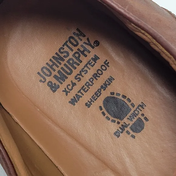 JOHNSTON &amp; MURPHY Sheepskin Waterproof Dual Width Leather Oxford Sz 10.5