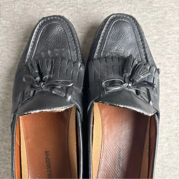 JOHNSTON MURPHY Aragon II Men's 13M Black Leather Kiltie Tassel Loafers 20-0593