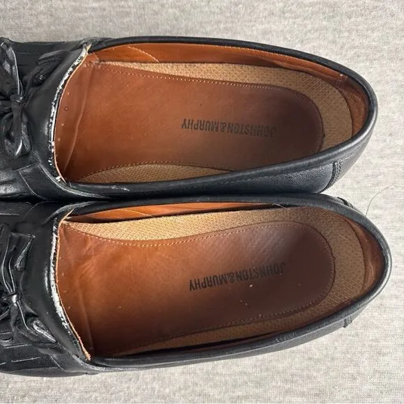 JOHNSTON MURPHY Aragon II Men's 13M Black Leather Kiltie Tassel Loafers 20-0593