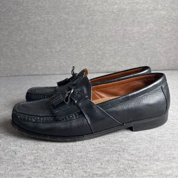 JOHNSTON MURPHY Aragon II Men's 13M Black Leather Kiltie Tassel Loafers 20-0593