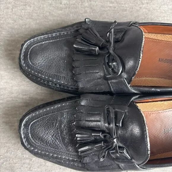 JOHNSTON MURPHY Aragon II Men's 13M Black Leather Kiltie Tassel Loafers 20-0593