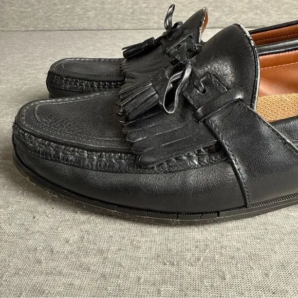 JOHNSTON MURPHY Aragon II Men's 13M Black Leather Kiltie Tassel Loafers 20-0593