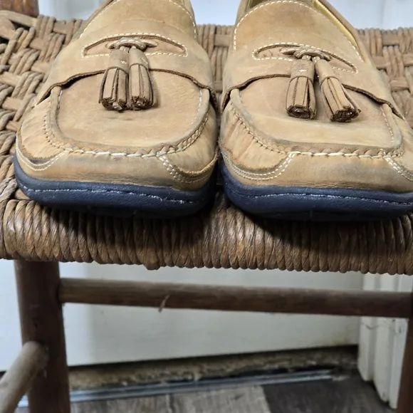 Johnston Murphy sheepskin tassel Loafers mens tan 9M