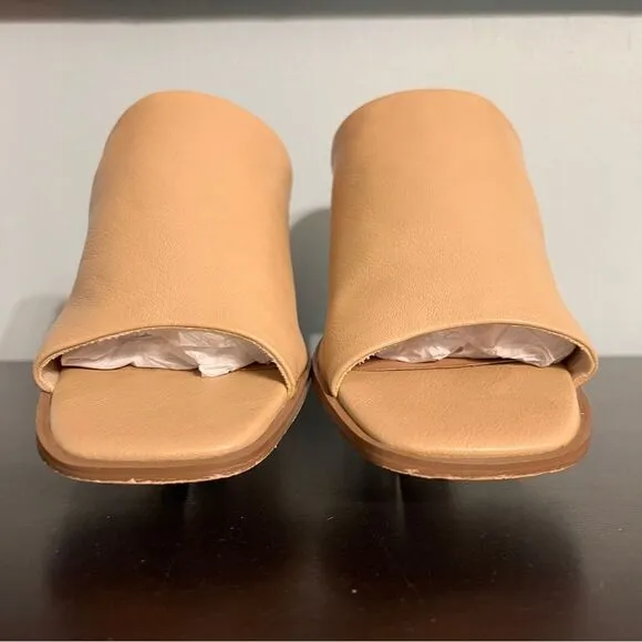 Joie Women’s Olympia Slip On Slide Mule Sandals Size 8, Tan brown block heel