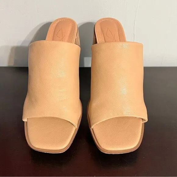 Joie Women’s Olympia Slip On Slide Mule Sandals Size 8, Tan brown block heel