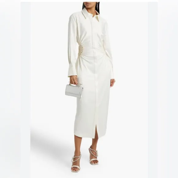 Jonathan Simkhai Rhoda Fossil Crochet Dress. Size 6 , style 233-1056,