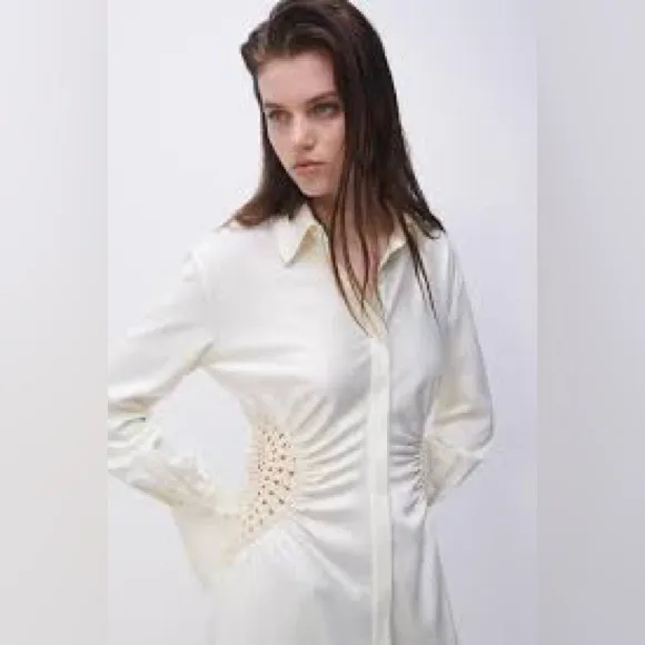 Jonathan Simkhai Rhoda Fossil Crochet Dress. Size 6 , style 233-1056,