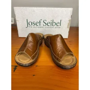 Josef Seibel Catalonia 80 Brandy Leather Mule Slide Sandals Size 6/37 comfort