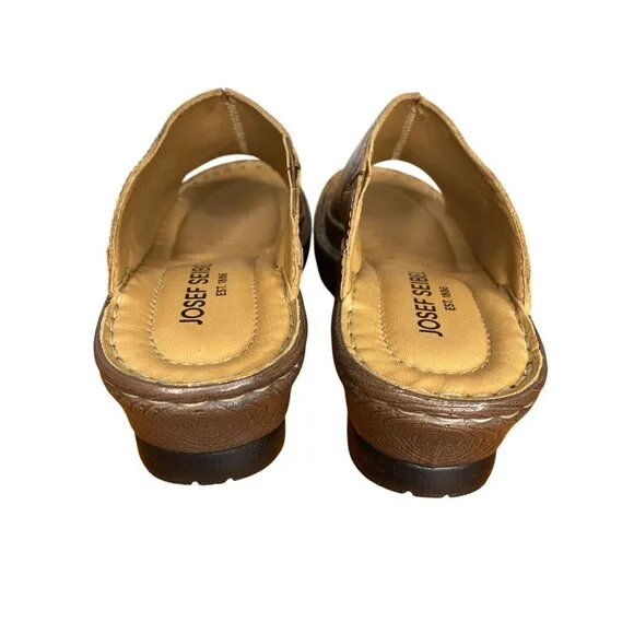 Josef Seibel Catalonia 80 Brandy Leather Mule Slide Sandals Size 6/37 comfort