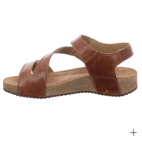 Joseph Seibel Brown Leather Sandals 10 adjustable straps cork footbed comfort 56