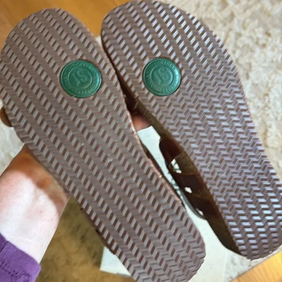 Joseph Seibel Brown Leather Sandals 10 adjustable straps cork footbed comfort 56