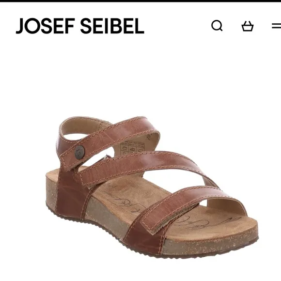 Joseph Seibel Brown Leather Sandals 10 adjustable straps cork footbed comfort 56