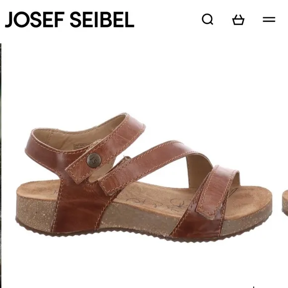 Joseph Seibel Brown Leather Sandals 10 adjustable straps cork footbed comfort 56