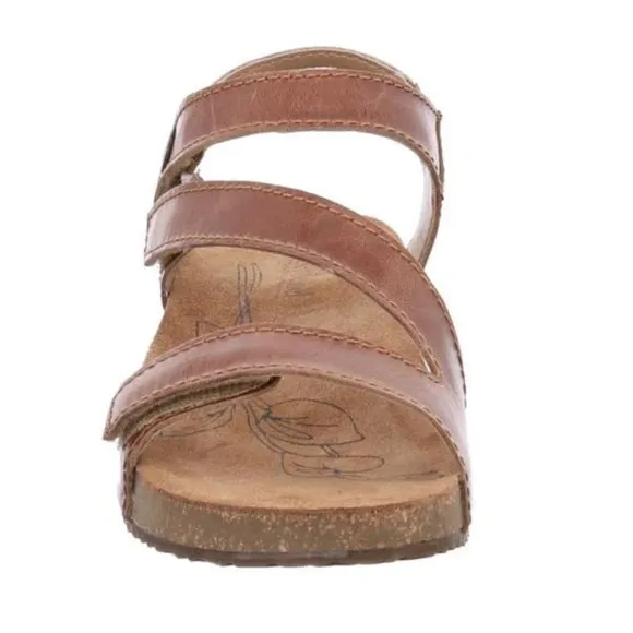 Joseph Seibel Brown Leather Sandals 10 adjustable straps cork footbed comfort 56