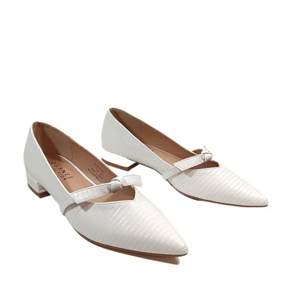 Journee Collection Cait Flats Womens 6 White Textured Faux Leather Dress Flats