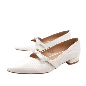 Journee Collection Cait Flats Womens 6 White Textured Faux Leather Dress Flats