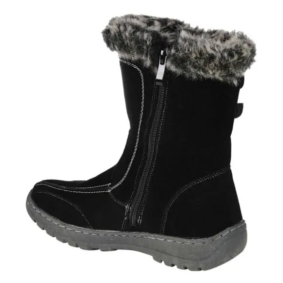 JOURNEE COLLECTION TAKANI Women's Black Flats Winter Ankle Boots Black Size 7.5