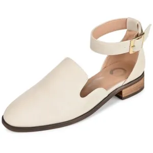 Journee Collection Women's Loreta Buckle Square Toe Loafer Flats Ivory - Size -