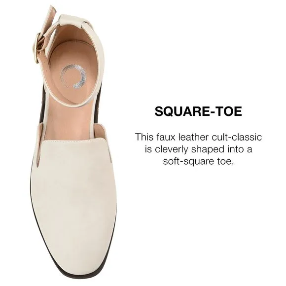 Journee Collection Women's Loreta Buckle Square Toe Loafer Flats Ivory - Size -