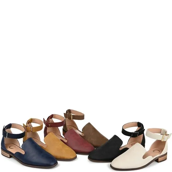 Journee Collection Women's Loreta Buckle Square Toe Loafer Flats Ivory - Size -