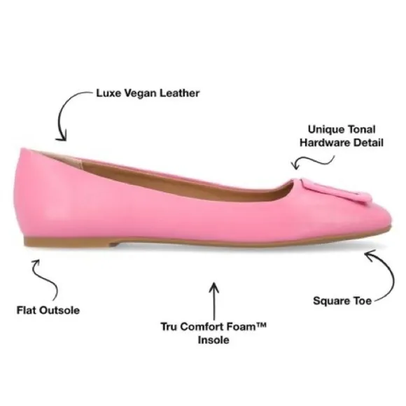 JOURNEE COLLECTION Zimia Square Toe Ornamented Ballet Flats, slip on shoes