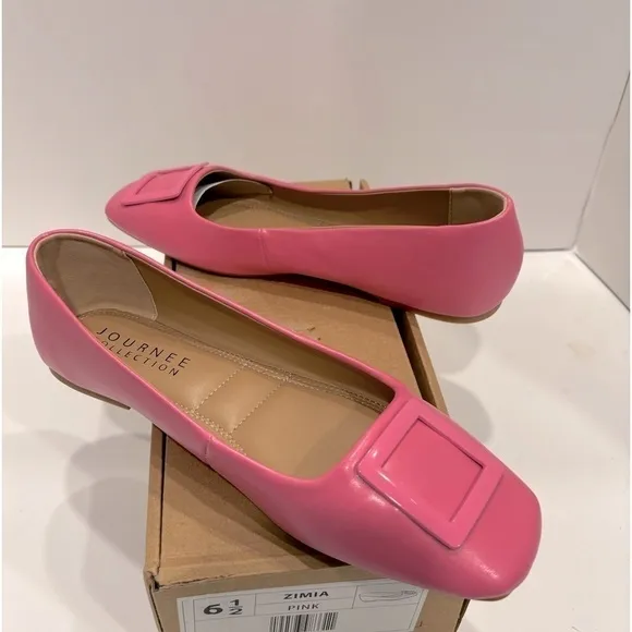 JOURNEE COLLECTION Zimia Square Toe Ornamented Ballet Flats, slip on shoes