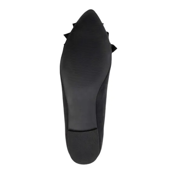 Journee Women's Judy Ruffled Slip on Pointed Toe Ballet  Flats Black Size 7