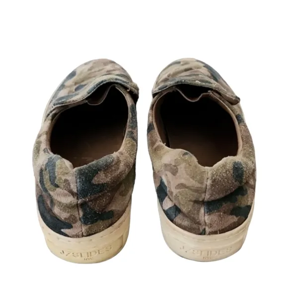 J/SLIDES NYC Harry Camo Suede Platform Slip On Sneakers 7