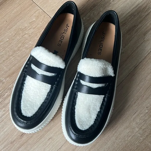 J/Slides • Willy platform leather and Sherpa sneakers