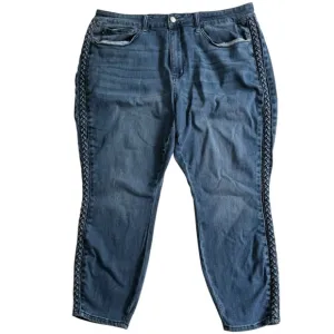 Judy Blue Relaxed Fit High Rise Jeans 22W Boho Braid Detail Casual Stretch Comfo